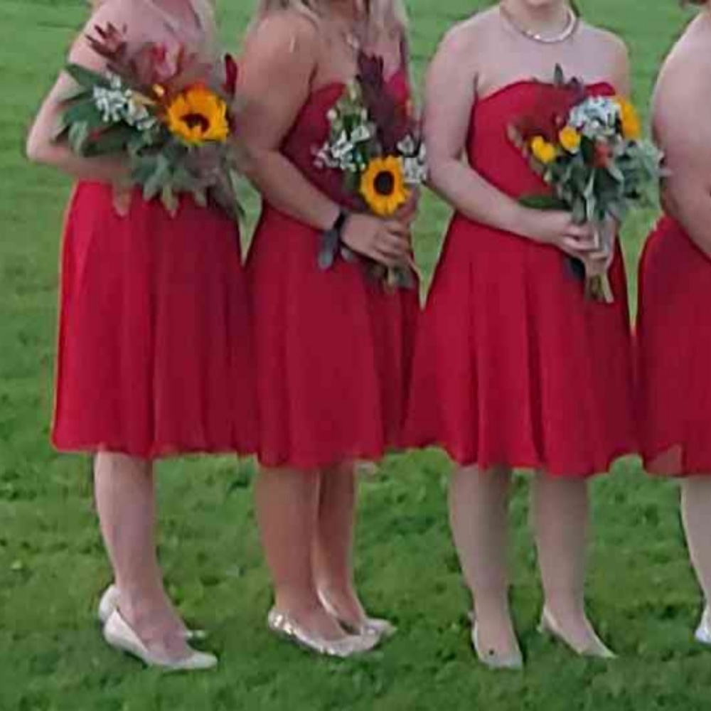 David's Bridal Apple red Bridesmaid Dress